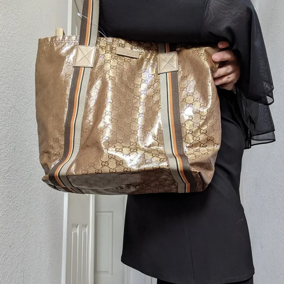 Gucci Tote Bag Gold PVC - Picture 1 of 11